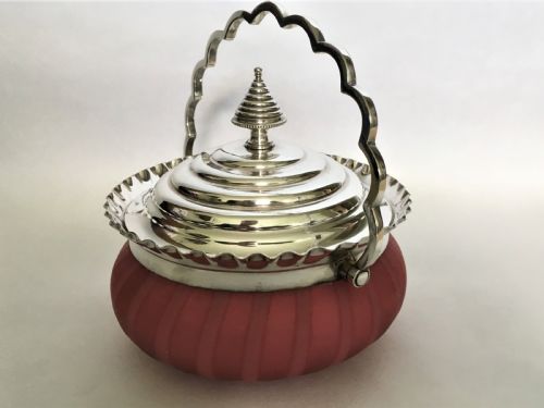 A Gorgeous Satin Glass and Silver Plated Basket