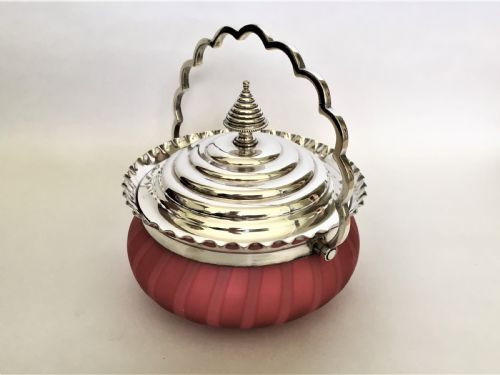 fig 1. A gorgeous satin glass and silver plated basket