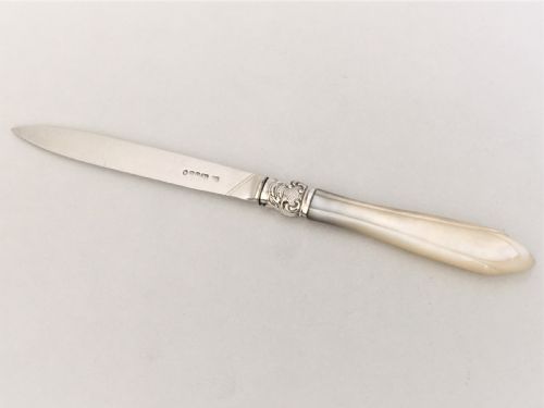 A Handsome Silver & Mother-of-pearl Letter Opener