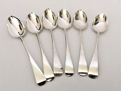 A Good Set of Six Newcastle Silver Teaspoons