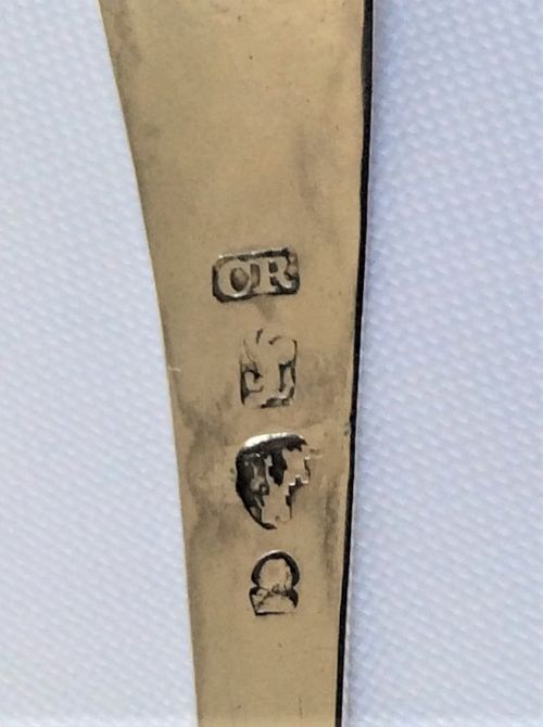 fig 1. Six Newcastle silver bright cut teaspoons