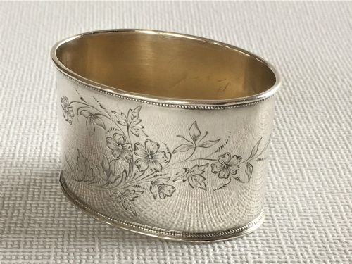 A Russian Silver Bee Engraved Napkin Ring