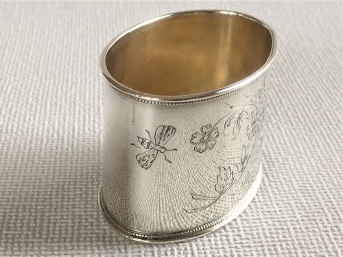 fig 1. A Russian silver bee engraved napkin ring