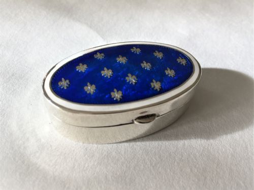 A Fabulous Silver & Bi-coloured Enamel Pill Box