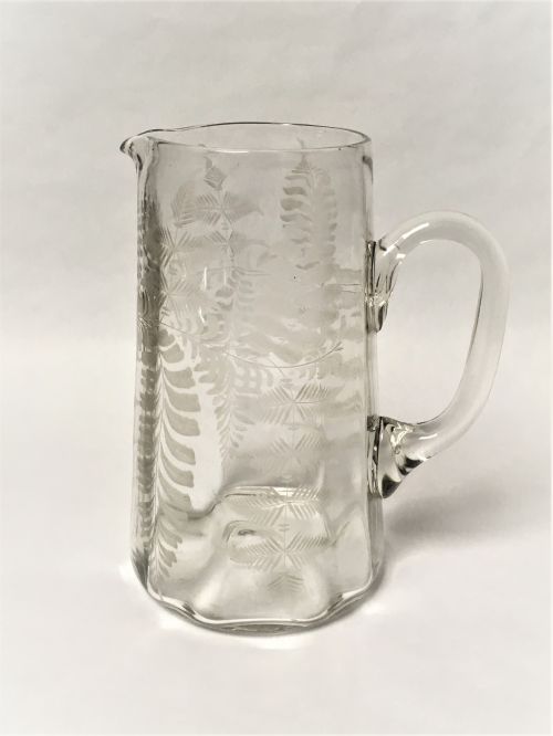 A Lovely Victorian Fern Etched Water Jug