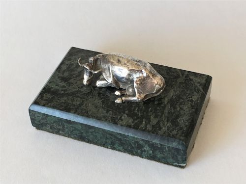 fig 1. A fabulous William IV silver cow paperweight