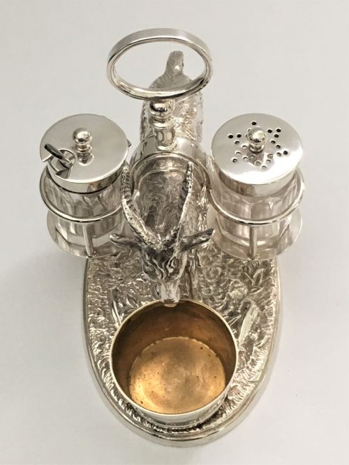 fig 2. A rare Victorian novelty silver plated Goat cruet