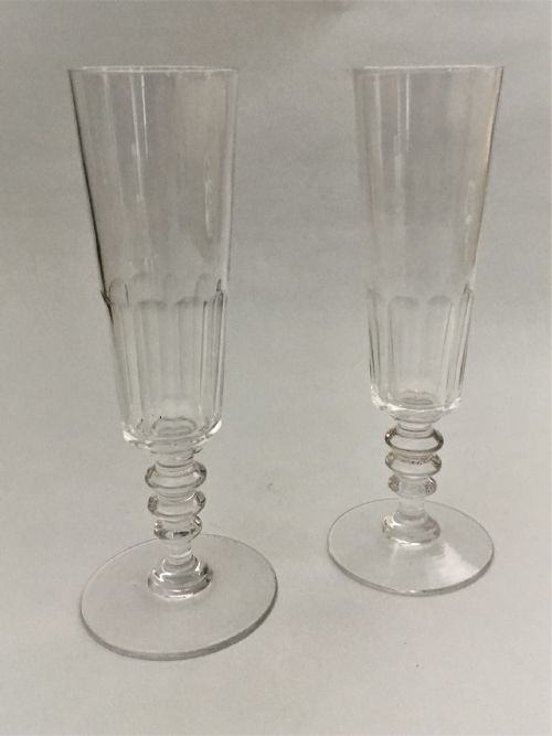 fig 1. A pair of French cut glass champagne flutes