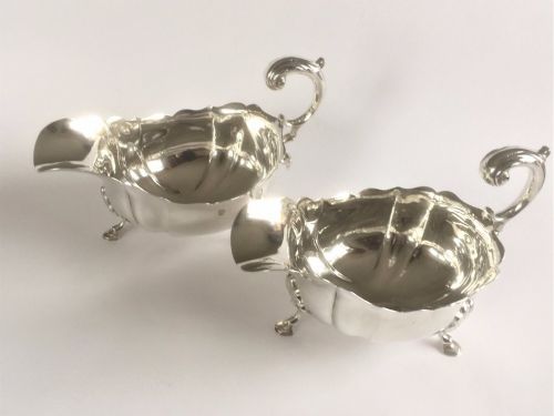fig 1. A handsome pair of large Chester silver gravy boats
