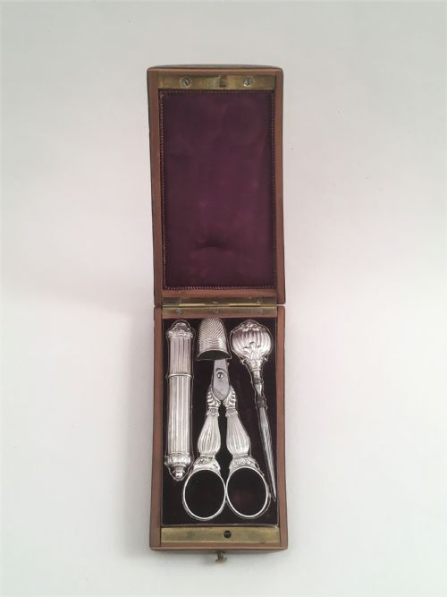 An Exquisite French Silver Sewing Necessaire
