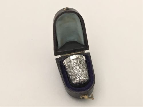 A Charming Cased Silver Thimble