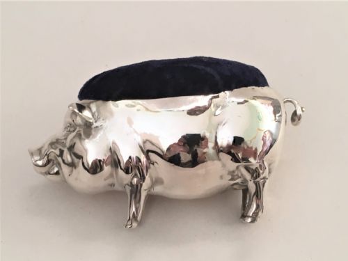 A Large Edwardian Silver Pig Pin Cushion
