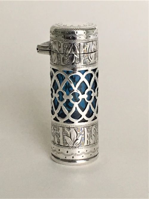 A Gorgeous Edwardian Pierced Silver Scent Bottle