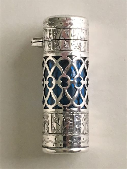 fig 1. A gorgeous Edwardian pierced silver scent bottle
