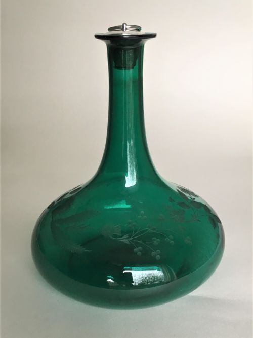 A Georgian Bristol Green Decanter with Silver Stopper