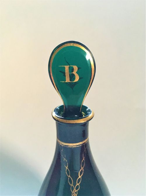 fig 1. A rare Georgian Bristol Green Brandy decanter