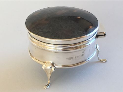 A Charming Small Silver & Tortoiseshell Trinket Box