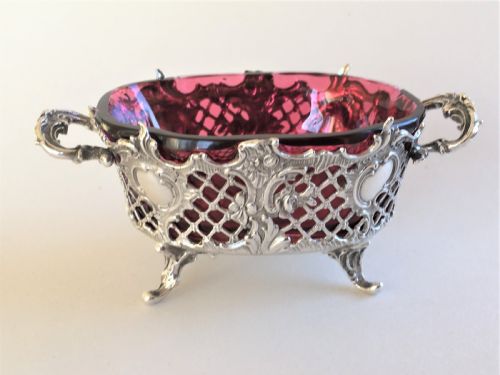 fig 1. A superb Victorian small silver & cranberry dish