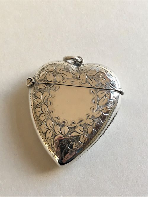 A Superb Victorian Heart Shaped Silver Vesta