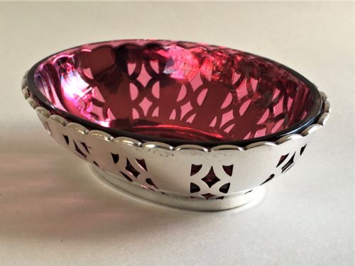 A Lovely Silver & Cranberry Dish