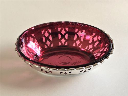 fig 1. A lovely silver & cranberry dish