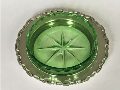 fig 1. A charming silver & green glass small butter dish