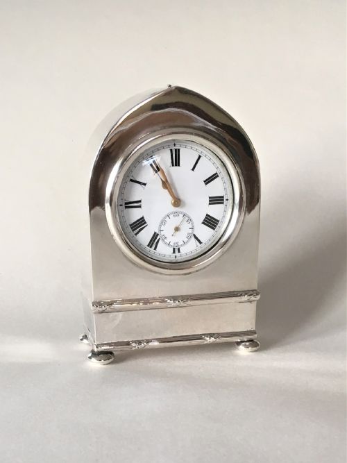 A Superb Edwardian Small Silver Clock