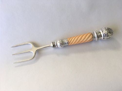 An Imposing Victorian Silver Mounted Serving Fork