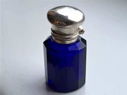 A Victorian Silver Mounted Bristol Blue Scent Bottle