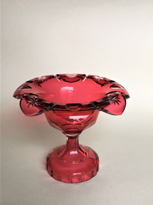 A Victorian Cranberry Bohemian Condiment Dish