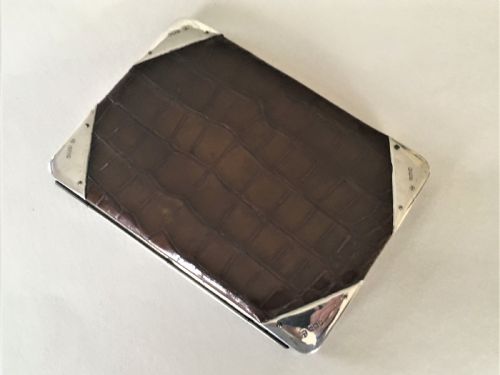 A Superb Edwardian Silver & Crocodile Wallet
