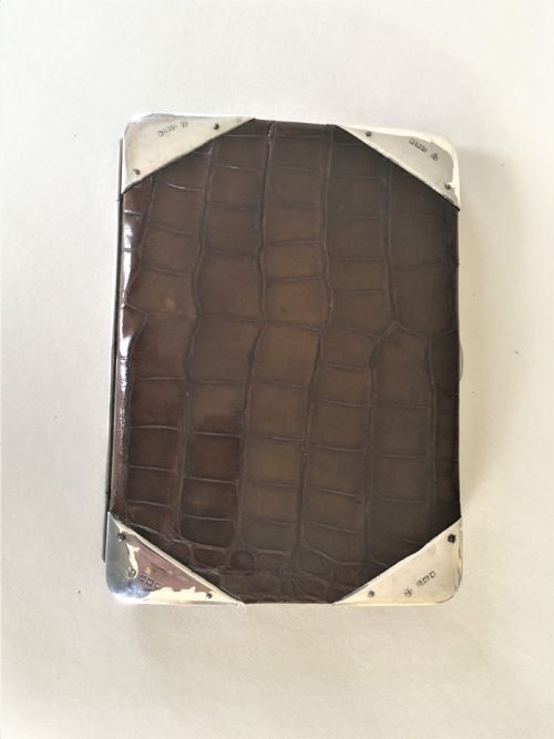 fig 1. A superb Edwardian silver & crocodile wallet