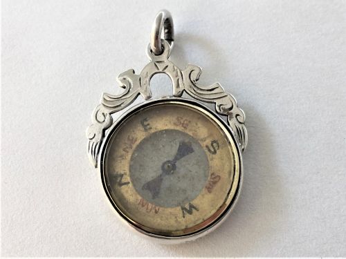 A Lovely Edwardian Silver Mounted Fob Compass