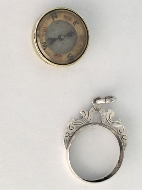 fig 1. A lovely Edwardian silver mounted fob compass