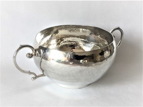 A Fabulous Arts & Crafts Spot Hammered Silver Bowl