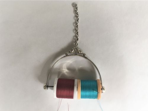 A Victorian Novelty Stirrup Silver Cotton Holder