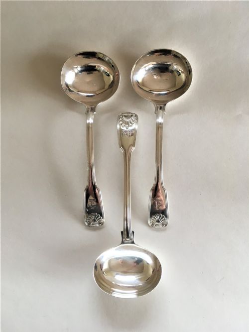 Three Georgian Silver Gravy/sauce Ladles