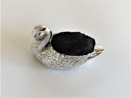 fig 1. A rare Edwardian silver swan pincushion