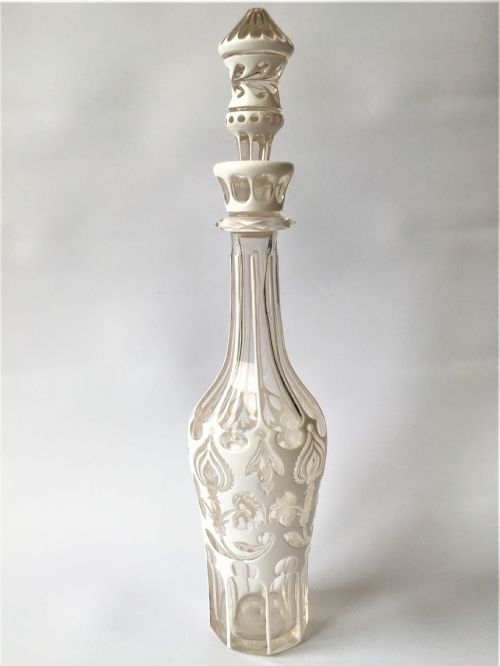 A Fabulous Victorian White Overlay Decanter