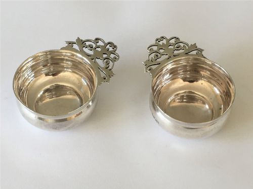 A Pair of Small Silver Whisky Tasters