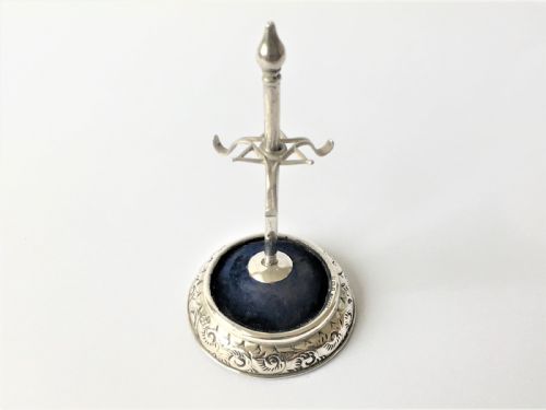 fig 1. A collectable Edwardian silver hatpin/ring stand