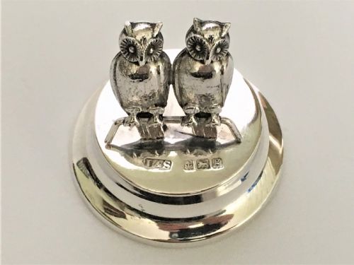 fig 1. A gorgeous Edwardian silver twin owl card holder