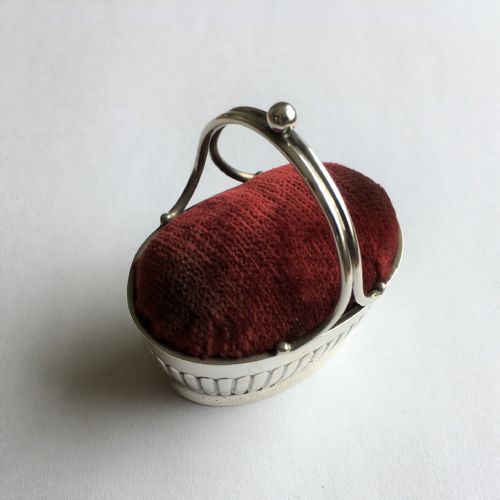 fig 1. A quality Victorian novelty silver basket pin cushion