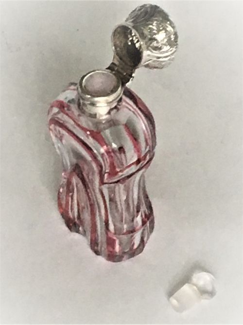 fig 1. A gorgeous Victorian silver mounted cranberry scent bottle