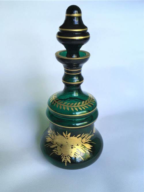 A Lovely Bristol Green Gilded Liqueur Decanter