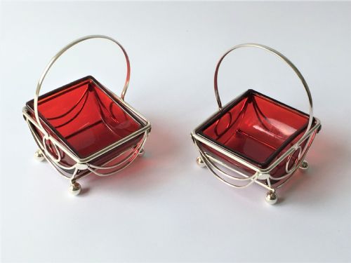A Lovely Pair of Edwardian Silver Plated Bonbon Baskets