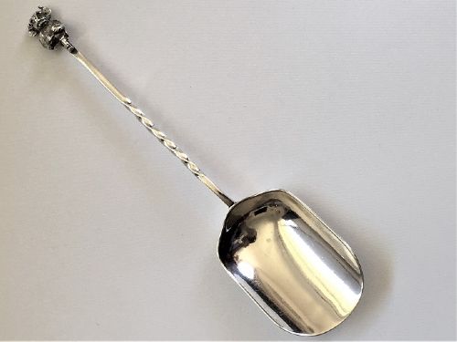 A Rare Edwardian Lincoln Imp Silver Preserve Spoon
