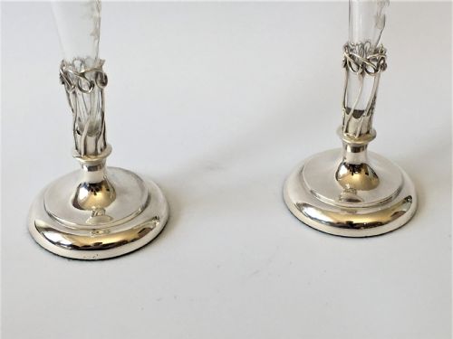 fig 1. A lovely pair of William Comyns silver bud vases