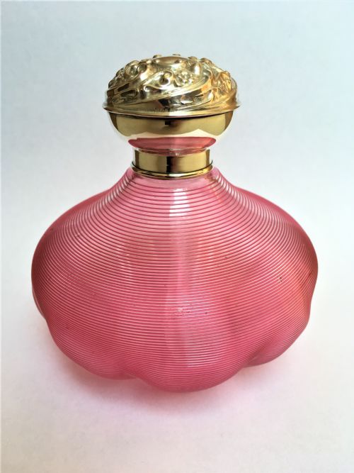 fig 1. A fabulous Edwardian silver & cranberry thread cologne bottle