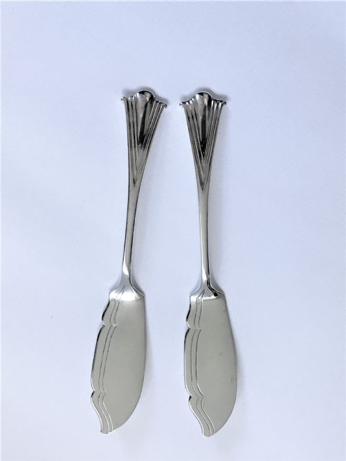 A Delightful Pair of Onslow Pattern Victorian Silver Butter Knives